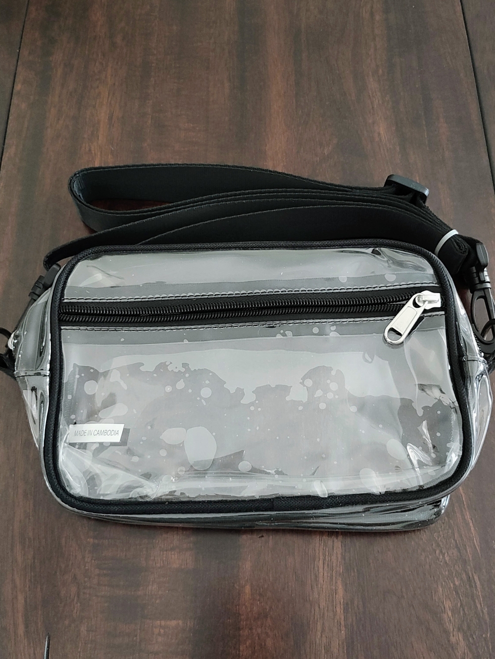 Clear PVC Crossbody Shoulder Bag  Black-Clear